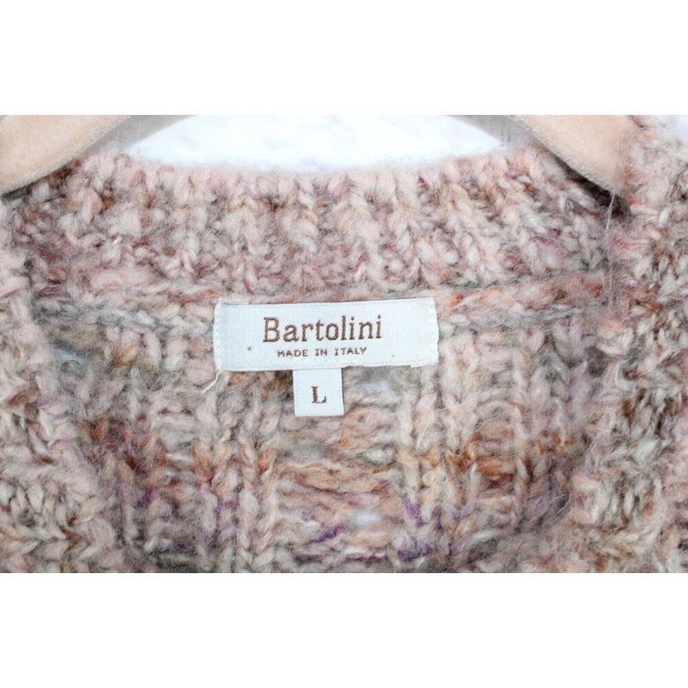 Bartolini Beige Pink Knit Crewneck Pullover Sweater Size L - Picture 4 of 9